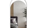 Дизайнерское арочное настенное зеркало Glass Memory Artful 1020*520  в металлической раме белого цвета